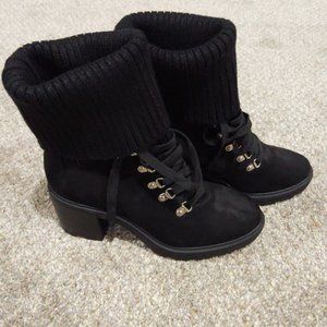 Just Fab Camber Fold-Over Lace-Up Bootie